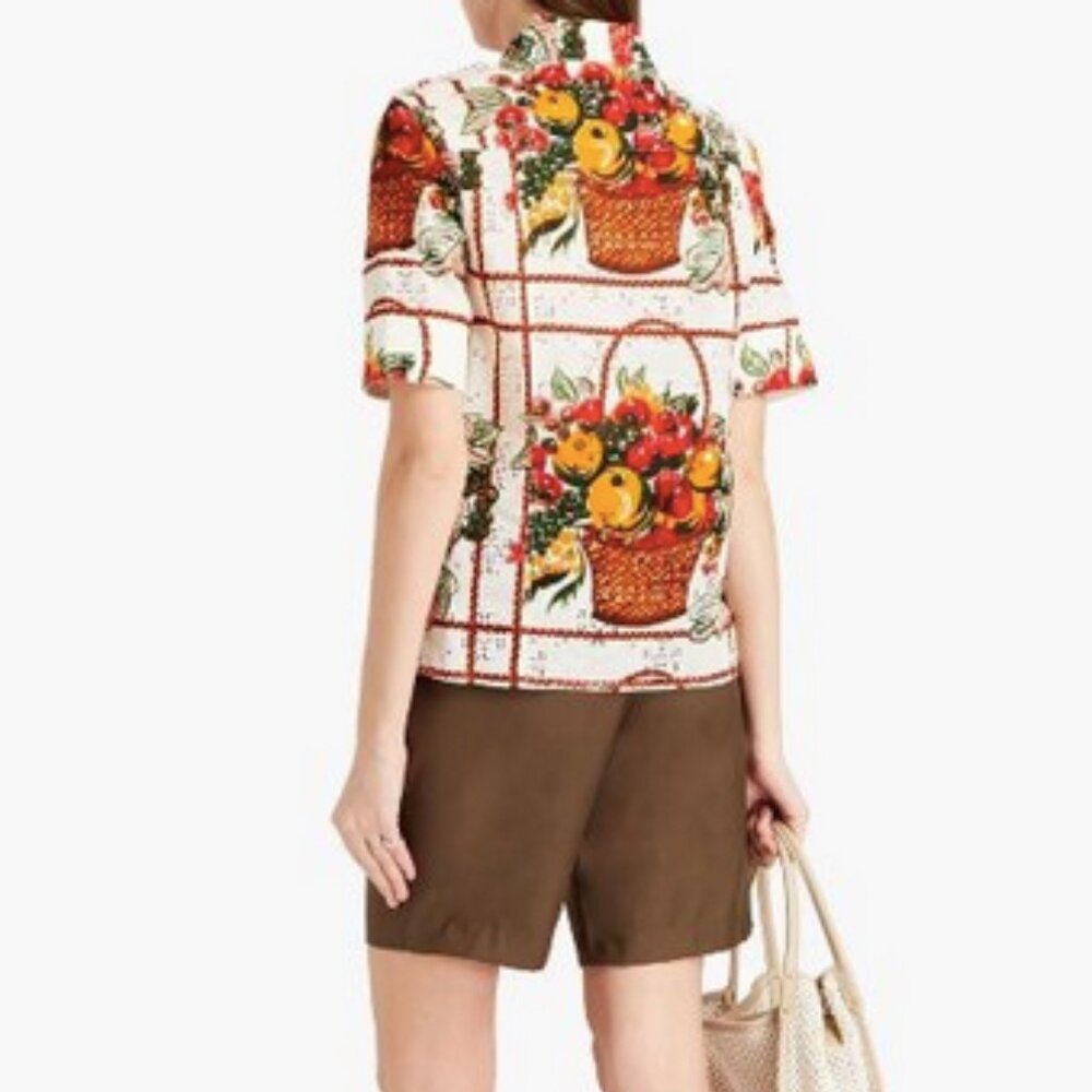 Tory Burch Printed Camp Shirt sz 0 - Picture 9 of 9